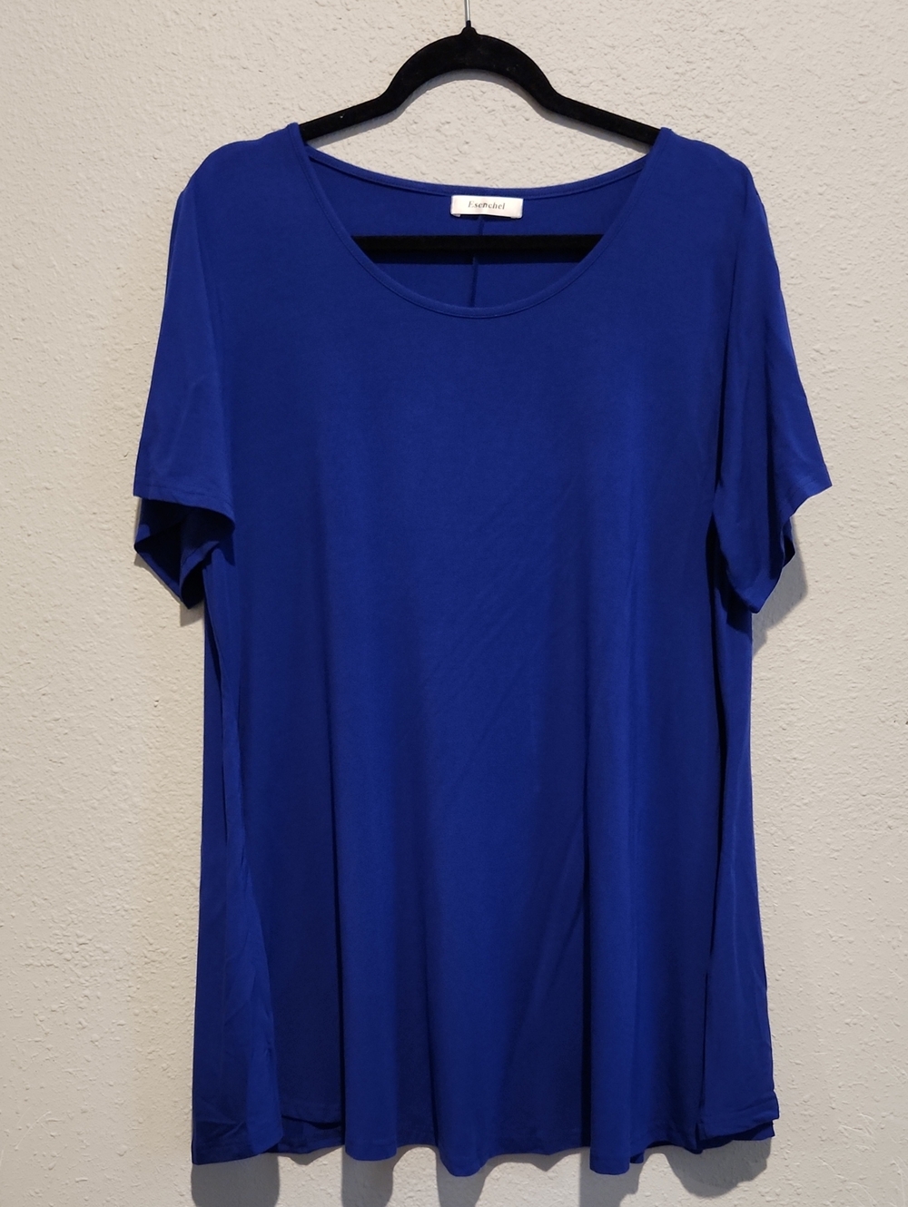 Esenchel 2X Plus Royal Blue Asymmetric Hem Tunic Top